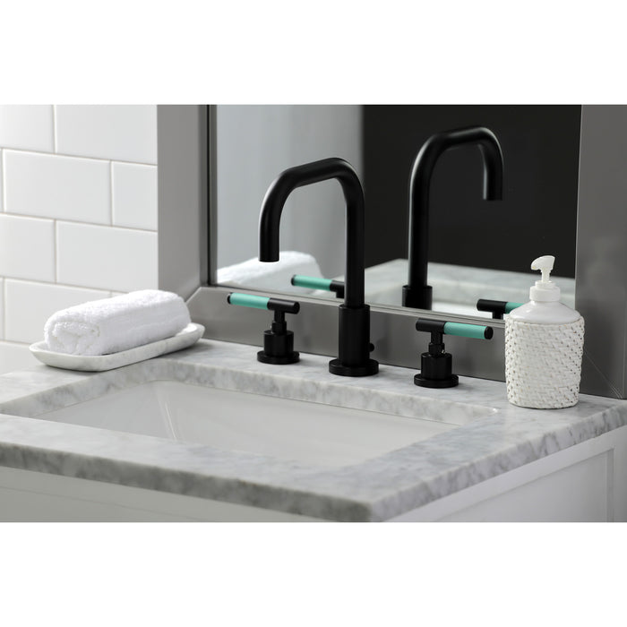 Kaiser FSC8930CKL Two-Handle 3-Hole Deck Mount Widespread Bathroom Faucet with Pop-Up Drain, Matte Black
