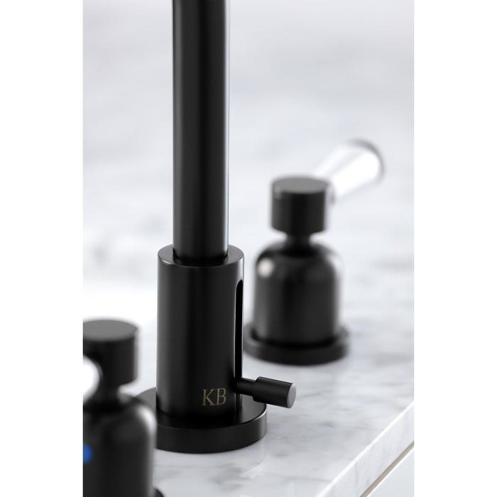 Paris FSC8930DPL Two-Handle 3-Hole Deck Mount Widespread Bathroom Faucet with Pop-Up Drain, Matte Black