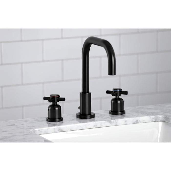Kingston Sona FSC8930DX - Concord Two-Handle 3-Hole Deck Mount Widespread Bathroom Faucet with Brass Pop-Up, Matte Black