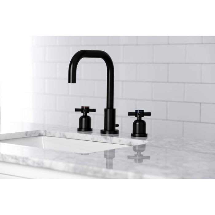 Kingston Sona FSC8930DX - Concord Two-Handle 3-Hole Deck Mount Widespread Bathroom Faucet with Brass Pop-Up, Matte Black