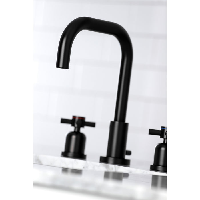 Kingston Sona FSC8930DX - Concord Two-Handle 3-Hole Deck Mount Widespread Bathroom Faucet with Brass Pop-Up, Matte Black