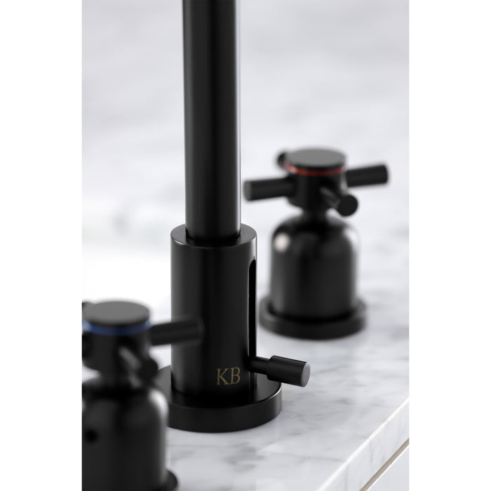 Kingston Sona FSC8930DX - Concord Two-Handle 3-Hole Deck Mount Widespread Bathroom Faucet with Brass Pop-Up, Matte Black