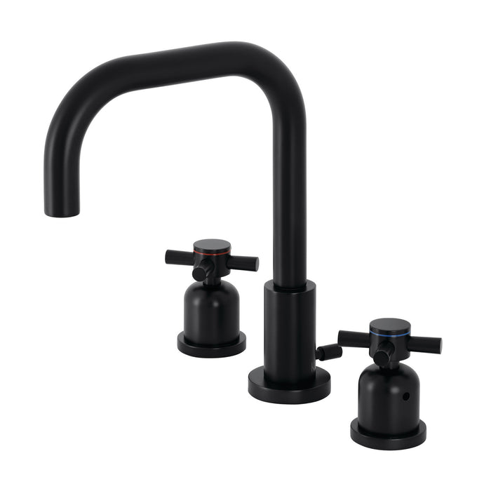 Kingston Sona FSC8930DX - Concord Two-Handle 3-Hole Deck Mount Widespread Bathroom Faucet with Brass Pop-Up, Matte Black