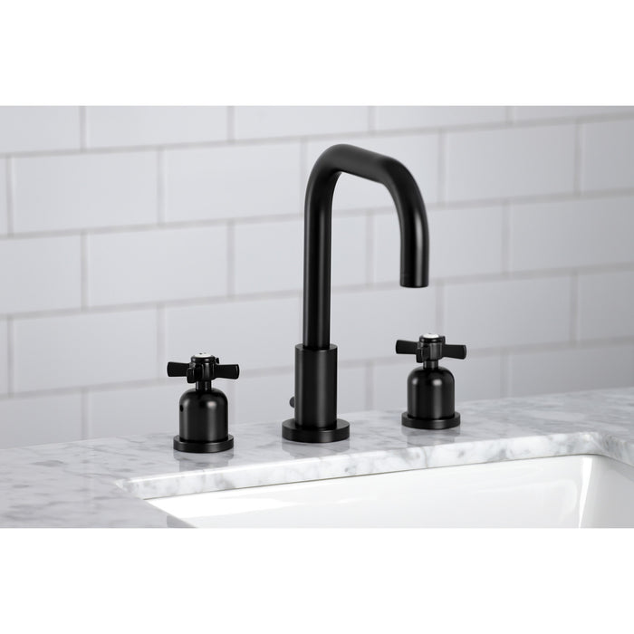 Millennium FSC8930ZX Two-Handle 3-Hole Deck Mount Widespread Bathroom Faucet with Pop-Up Drain, Matte Black