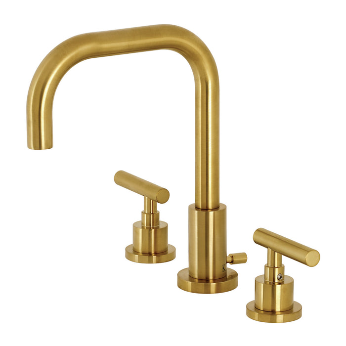 Manhattan FSC8933CML Two-Handle 3-Hole Deck Mount Widespread Bathroom Faucet with Pop-Up Drain, Brushed Brass