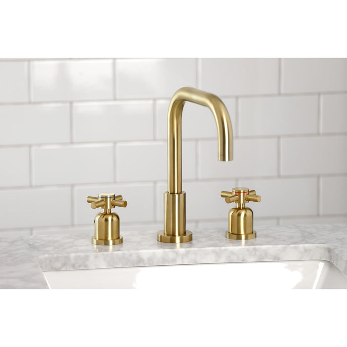 Kingston Sona FSC8933DX - Concord Two-Handle 3-Hole Deck Mount Widespread Bathroom Faucet with Brass Pop-Up, Brushed Brass