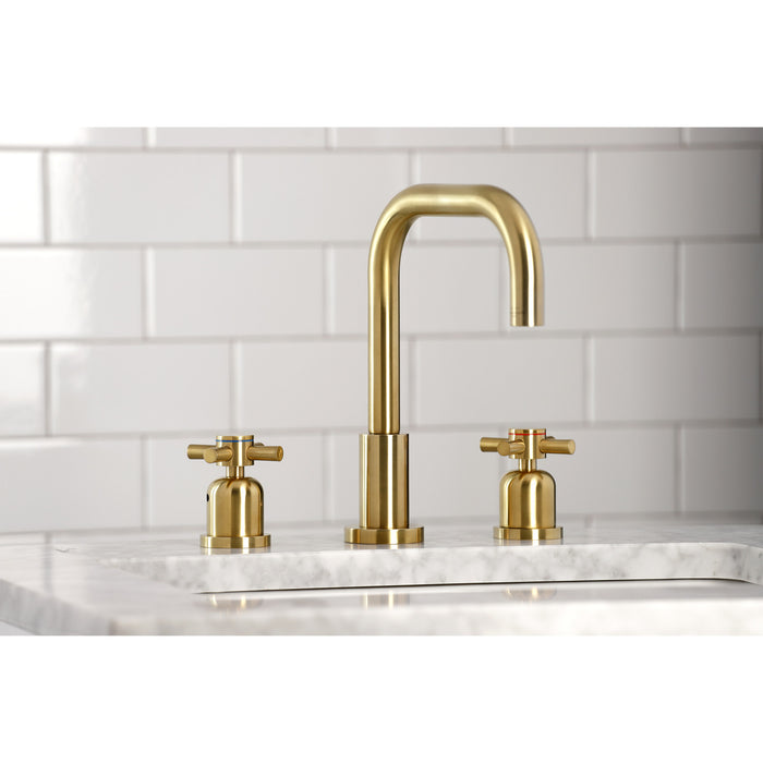 Kingston Sona FSC8933DX - Concord Two-Handle 3-Hole Deck Mount Widespread Bathroom Faucet with Brass Pop-Up, Brushed Brass