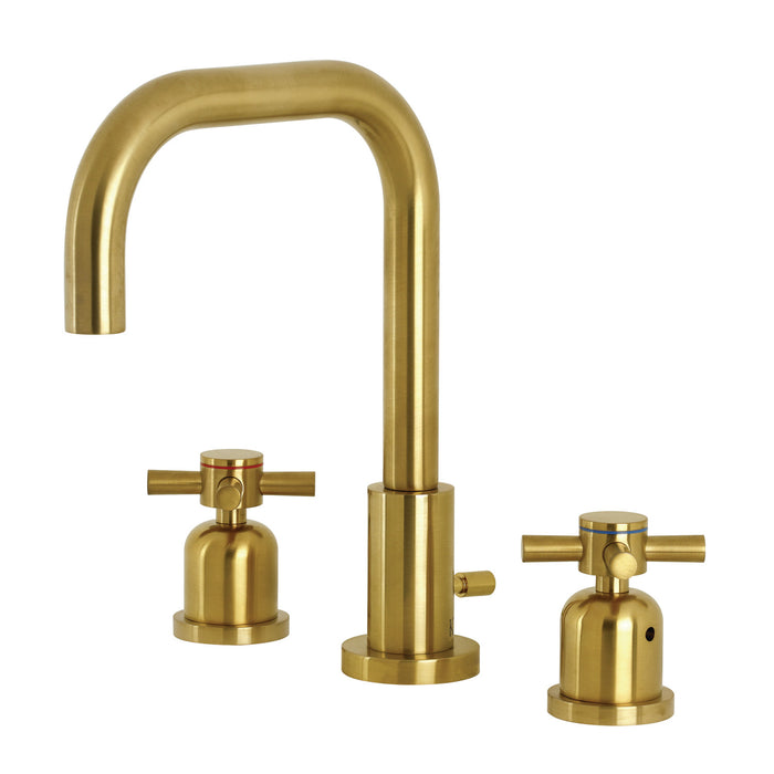 Kingston Sona FSC8933DX - Concord Two-Handle 3-Hole Deck Mount Widespread Bathroom Faucet with Brass Pop-Up, Brushed Brass