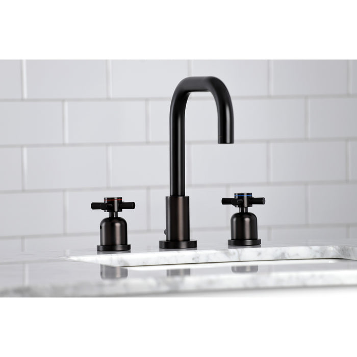 Kingston Sona FSC8935DX - Concord Two-Handle 3-Hole Deck Mount Widespread Bathroom Faucet with Brass Pop-Up, Oil Rubbed Bronze