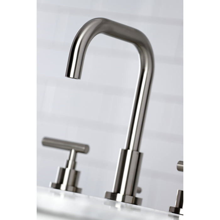 Manhattan FSC8938CML Two-Handle 3-Hole Deck Mount Widespread Bathroom Faucet with Pop-Up Drain, Brushed Nickel
