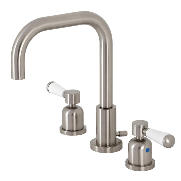 Paris FSC8938DPL Two-Handle 3-Hole Deck Mount Widespread Bathroom Faucet with Pop-Up Drain, Brushed Nickel