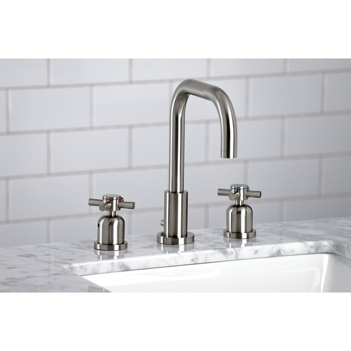 Kingston Sona FSC8938DX - Concord Two-Handle 3-Hole Deck Mount Widespread Bathroom Faucet with Brass Pop-Up, Brushed Nickel