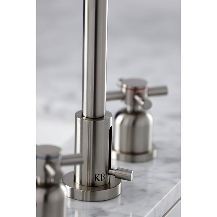 Kingston Sona FSC8938DX - Concord Two-Handle 3-Hole Deck Mount Widespread Bathroom Faucet with Brass Pop-Up, Brushed Nickel