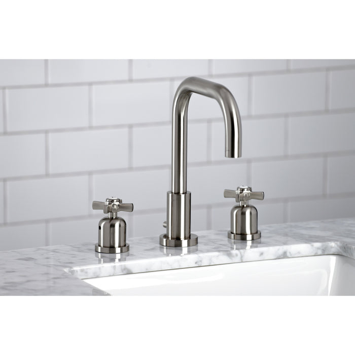 Millennium FSC8938ZX Two-Handle 3-Hole Deck Mount Widespread Bathroom Faucet with Pop-Up Drain, Brushed Nickel