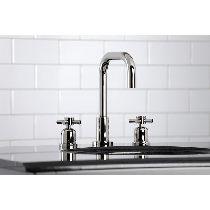 Kingston Sona FSC8939DX - Concord Two-Handle 3-Hole Deck Mount Widespread Bathroom Faucet with Brass Pop-Up, Polished Nickel