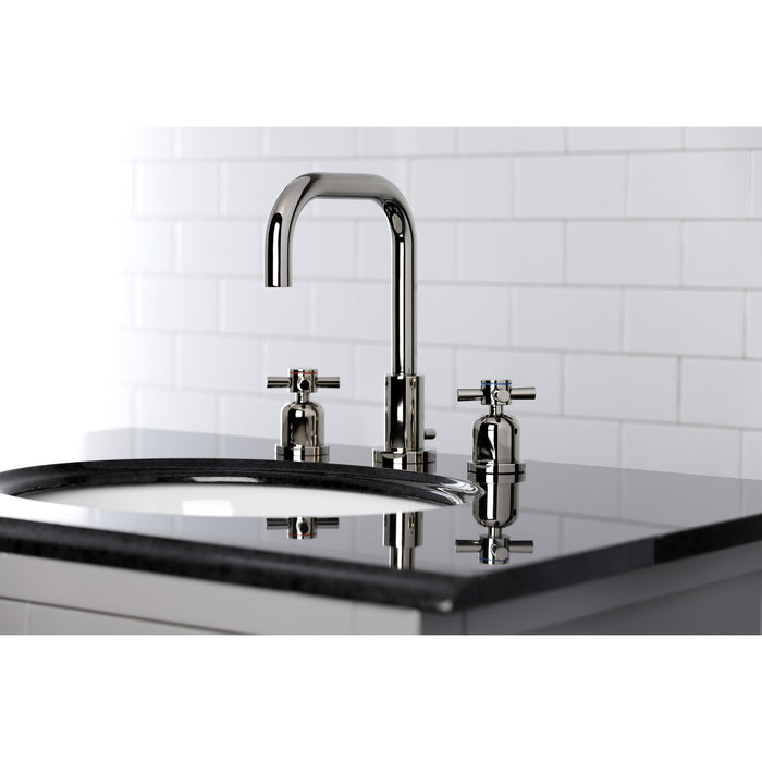 Kingston Sona FSC8939DX - Concord Two-Handle 3-Hole Deck Mount Widespread Bathroom Faucet with Brass Pop-Up, Polished Nickel