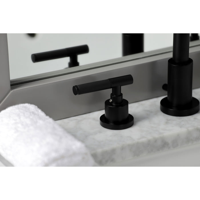 Kaiser FSC8950CKL Two-Handle 3-Hole Deck Mount Widespread Bathroom Faucet with Pop-Up Drain, Matte Black
