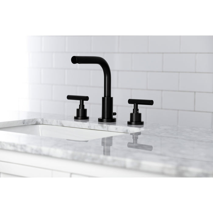 Manhattan FSC8950CML Two-Handle 3-Hole Deck Mount Widespread Bathroom Faucet with Pop-Up Drain, Matte Black