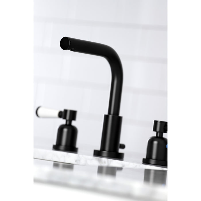 Paris FSC8950DPL Two-Handle 3-Hole Deck Mount Widespread Bathroom Faucet with Pop-Up Drain, Matte Black