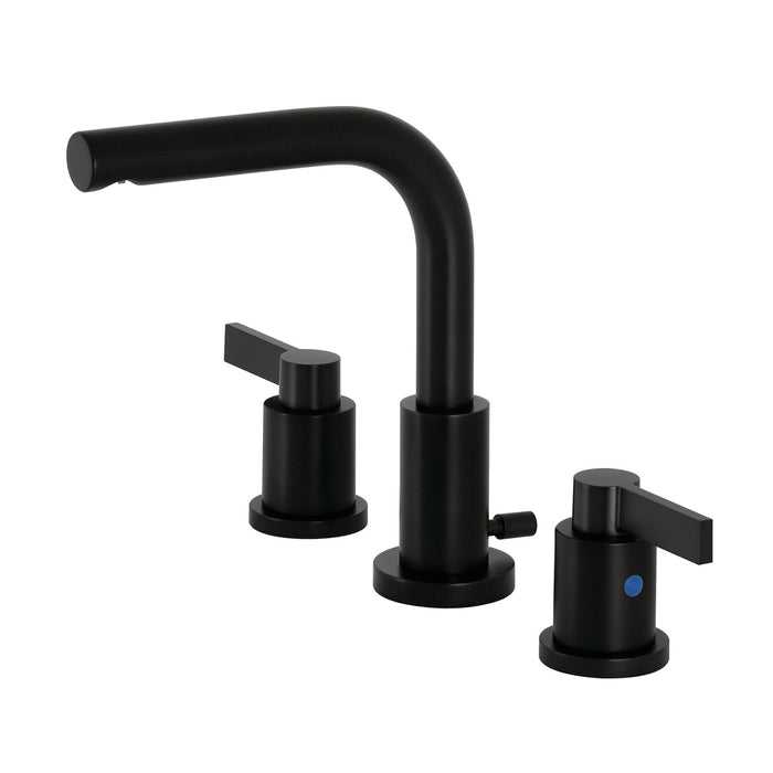 NuvoFusion FSC8950NDL Two-Handle 3-Hole Deck Mount Widespread Bathroom Faucet with Pop-Up Drain, Matte Black
