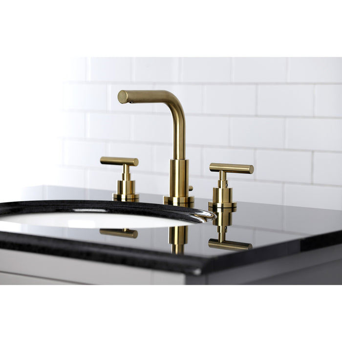 Manhattan FSC8953CML Two-Handle 3-Hole Deck Mount Widespread Bathroom Faucet with Pop-Up Drain, Brushed Brass