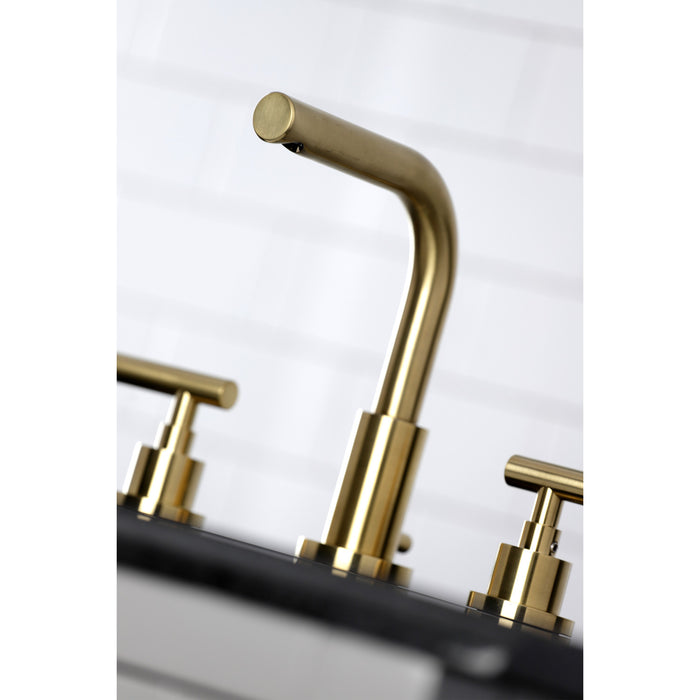 Manhattan FSC8953CML Two-Handle 3-Hole Deck Mount Widespread Bathroom Faucet with Pop-Up Drain, Brushed Brass