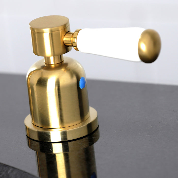 Paris FSC8953DPL Two-Handle 3-Hole Deck Mount Widespread Bathroom Faucet with Pop-Up Drain, Brushed Brass