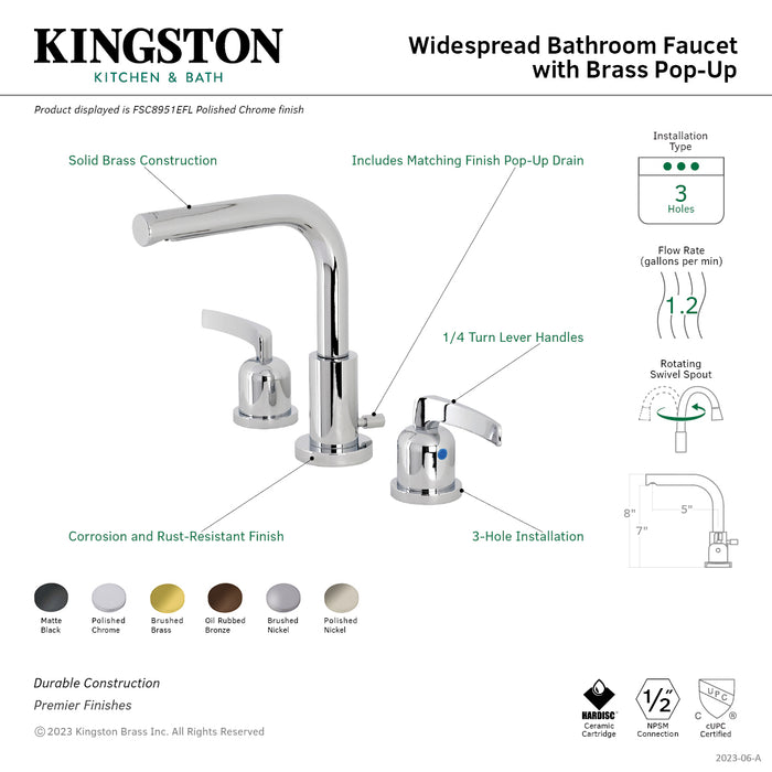 Centurion FSC8955EFL Two-Handle 3-Hole Deck Mount Widespread Bathroom Faucet with Pop-Up Drain, Oil Rubbed Bronze