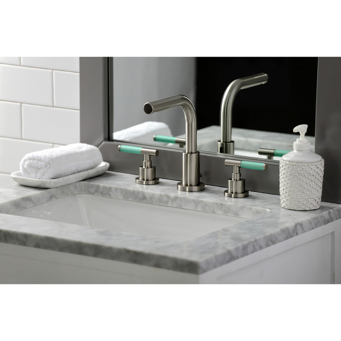 Kaiser FSC8958CKL Two-Handle 3-Hole Deck Mount Widespread Bathroom Faucet with Pop-Up Drain, Brushed Nickel