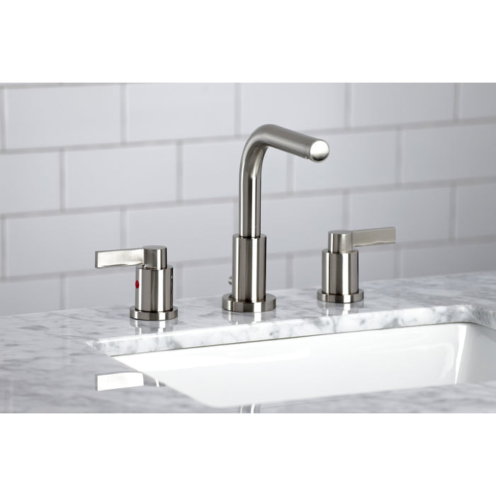 NuvoFusion FSC8958NDL Two-Handle 3-Hole Deck Mount Widespread Bathroom Faucet with Pop-Up Drain, Brushed Nickel