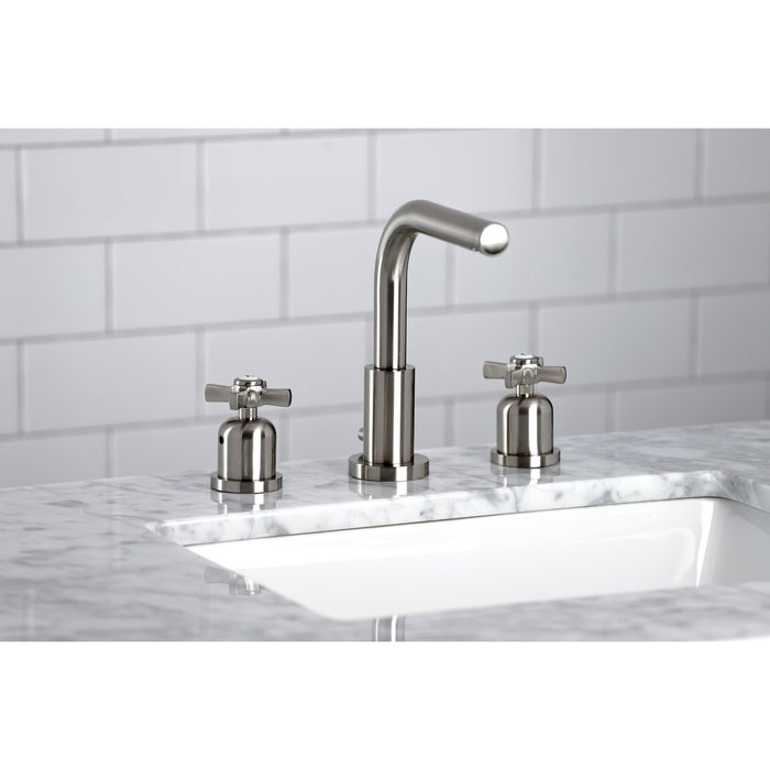 Kingston Tulare FSC8958ZX - Millennium Two-Handle 3-Hole Deck Mount Widespread Bathroom Faucet with Brass Pop-Up, Brushed Nickel