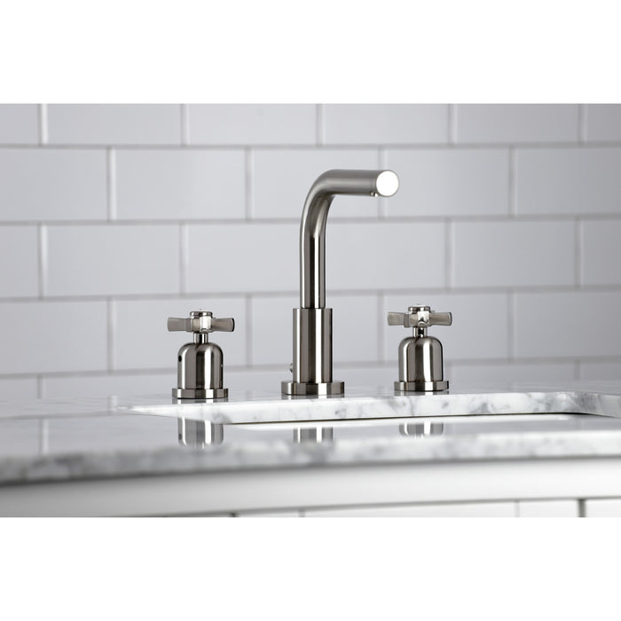 Millennium FSC8958ZX Two-Handle 3-Hole Deck Mount Widespread Bathroom Faucet with Pop-Up Drain, Brushed Nickel
