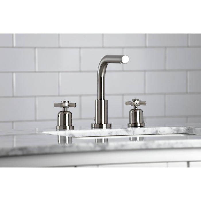 Kingston Tulare FSC8958ZX - Millennium Two-Handle 3-Hole Deck Mount Widespread Bathroom Faucet with Brass Pop-Up, Brushed Nickel