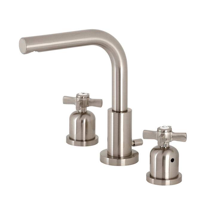 Kingston Tulare FSC8958ZX - Millennium Two-Handle 3-Hole Deck Mount Widespread Bathroom Faucet with Brass Pop-Up, Brushed Nickel