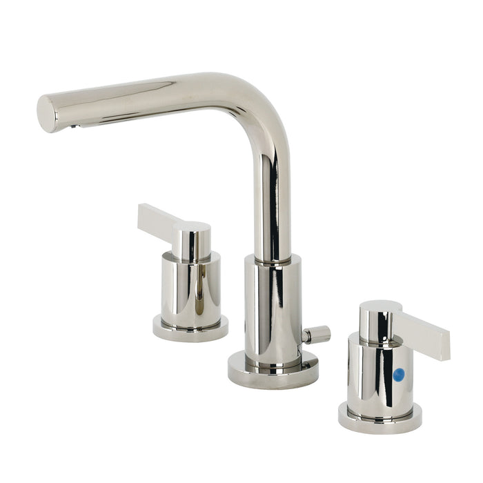 NuvoFusion FSC8959NDL Two-Handle 3-Hole Deck Mount Widespread Bathroom Faucet with Pop-Up Drain, Polished Nickel