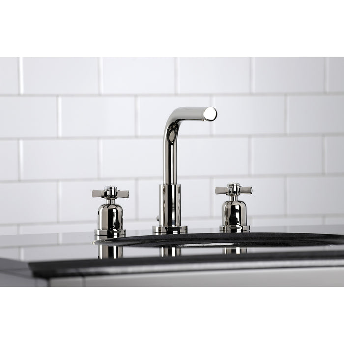Millennium FSC8959ZX Two-Handle 3-Hole Deck Mount Widespread Bathroom Faucet with Pop-Up Drain, Polished Nickel