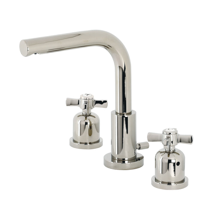 Kingston Tulare FSC8959ZX - Millennium Two-Handle 3-Hole Deck Mount Widespread Bathroom Faucet with Brass Pop-Up, Polished Nickel