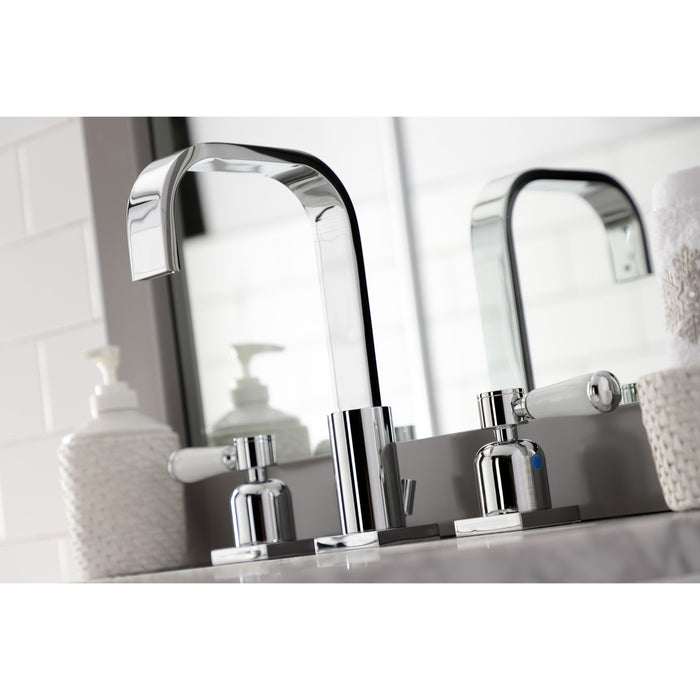 Paris FSC8961DPL Two-Handle 3-Hole Deck Mount Widespread Bathroom Faucet with Pop-Up Drain, Polished Chrome