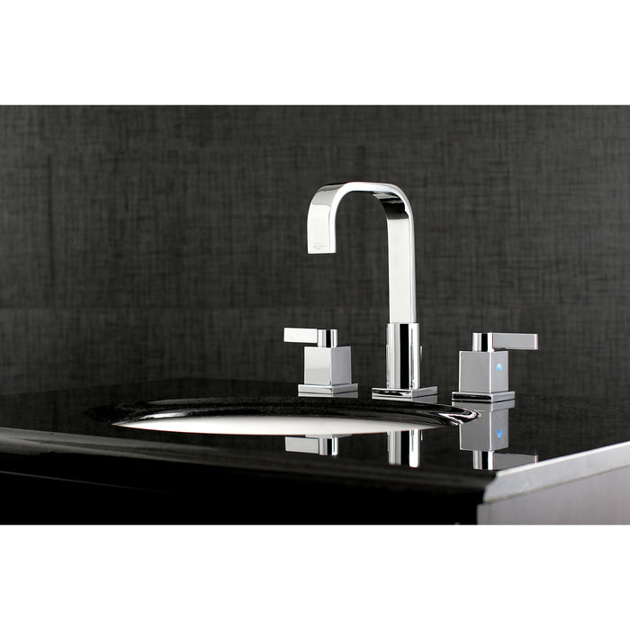 Meridian FSC8961NQL Two-Handle 3-Hole Deck Mount Widespread Bathroom Faucet with Pop-Up Drain, Polished Chrome