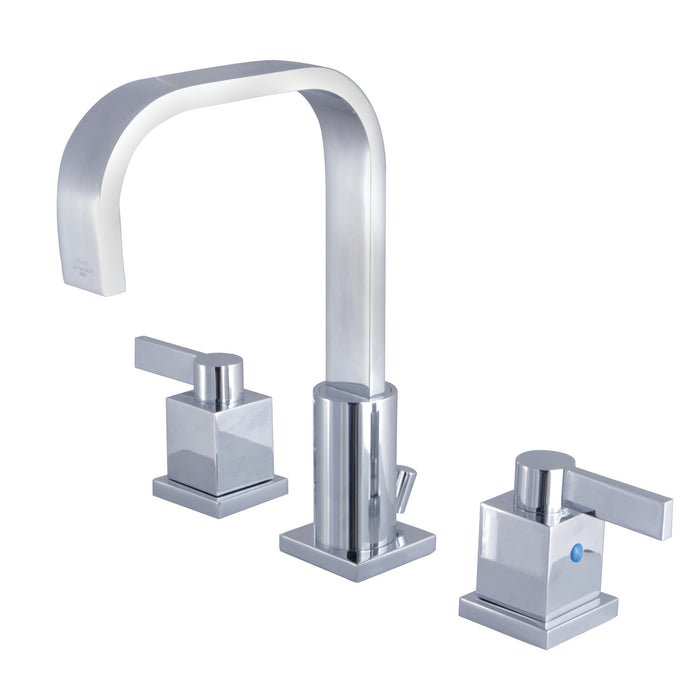Meridian FSC8961NQL Two-Handle 3-Hole Deck Mount Widespread Bathroom Faucet with Pop-Up Drain, Polished Chrome
