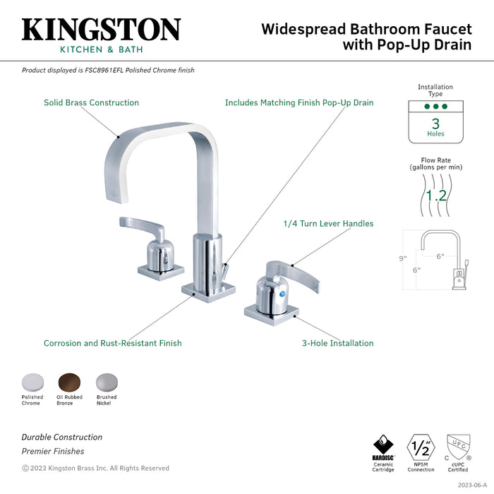 Centurion FSC8965EFL Two-Handle 3-Hole Deck Mount Widespread Bathroom Faucet with Pop-Up Drain, Oil Rubbed Bronze