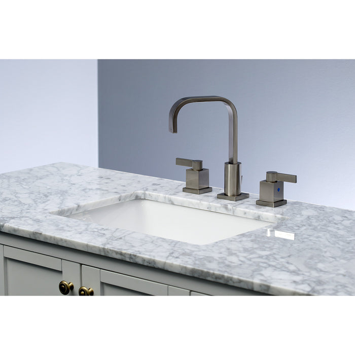 Meridian FSC8968NQL Two-Handle 3-Hole Deck Mount Widespread Bathroom Faucet with Pop-Up Drain, Brushed Nickel