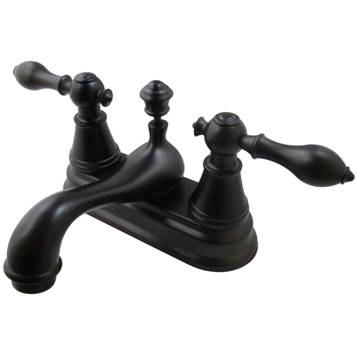 English Classic FSY3605AL Two-Handle 3-Hole Deck Mount 4" Centerset Bathroom Faucet with Plastic Pop-Up, Oil Rubbed Bronze