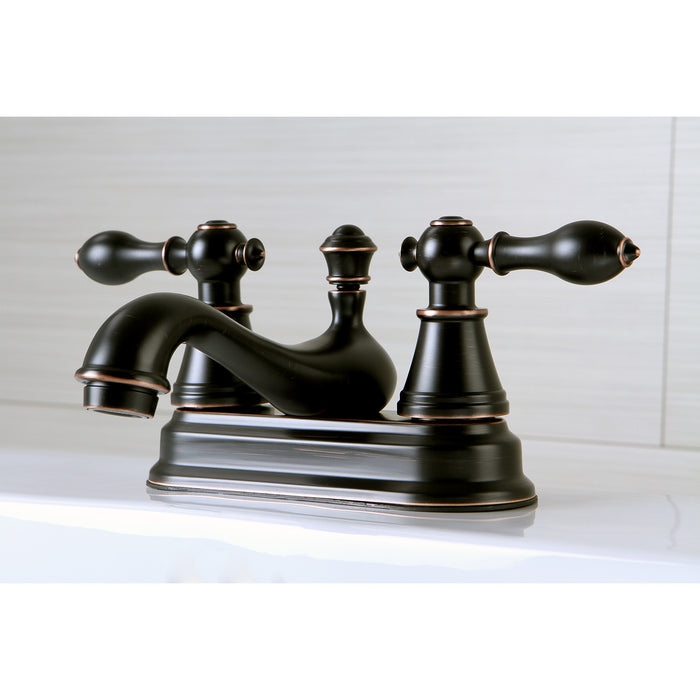 English Classic FSY3606AL Two-Handle 3-Hole Deck Mount 4" Centerset Bathroom Faucet with Plastic Pop-Up, Naples Bronze