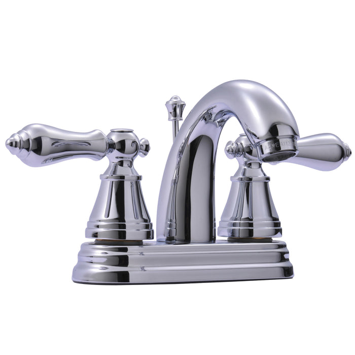 English Classic FSY7611AL Two-Handle 3-Hole Deck Mount 4" Centerset Bathroom Faucet with Plastic Pop-Up, Polished Chrome