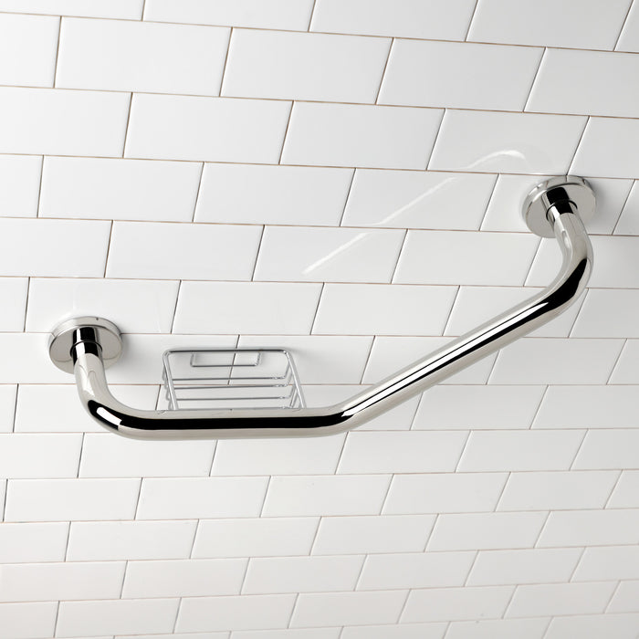 Kingston Sona GBS141012CS1 - Meridian 10-Inch x 12-Inch Angled Stainless Steel Grab Bar with Soap Holder, Polished Stainless Steel