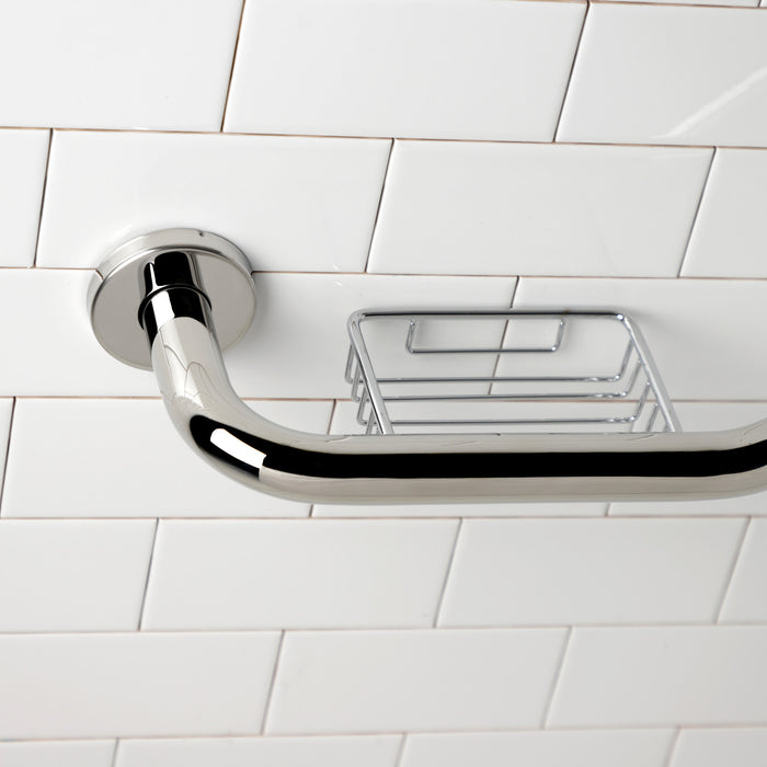 Kingston Sona GBS141012CS1 - Meridian 10-Inch x 12-Inch Angled Stainless Steel Grab Bar with Soap Holder, Polished Stainless Steel