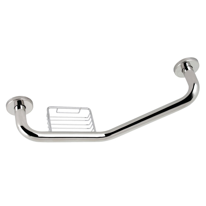 Kingston Sona GBS141012CS1 - Meridian 10-Inch x 12-Inch Angled Stainless Steel Grab Bar with Soap Holder, Polished Stainless Steel
