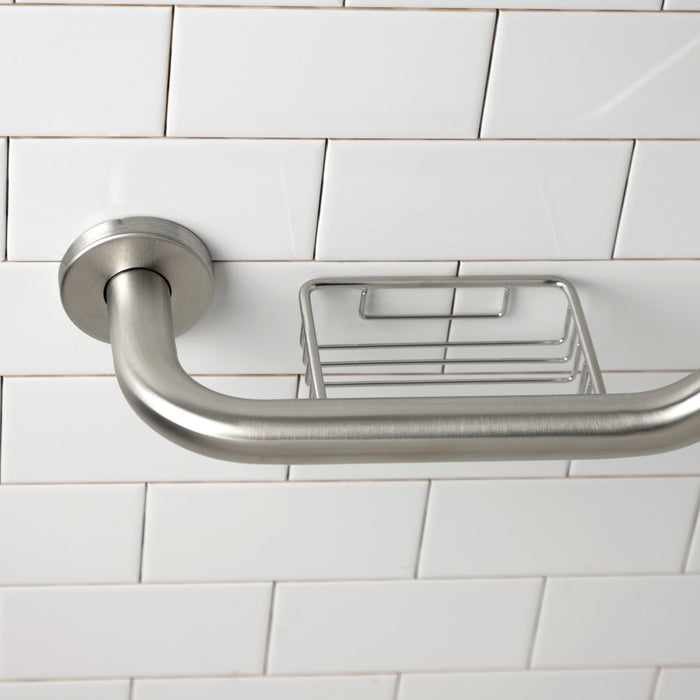 Kingston Sona GBS141012CS8 - Meridian 10-Inch x 12-Inch Angled Stainless Steel Grab Bar with Soap Holder, Brushed Nickel