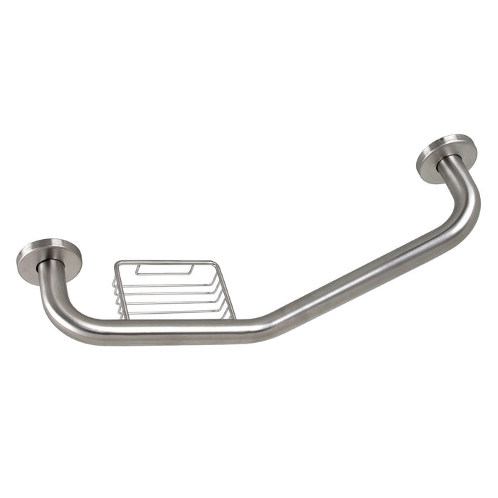 Kingston Sona GBS141012CS8 - Meridian 10-Inch x 12-Inch Angled Stainless Steel Grab Bar with Soap Holder, Brushed Nickel